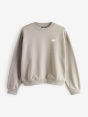 New Balance Khaki Green Womens Linear Hertiage Athletics Club Crew Top - Image 1 of 1