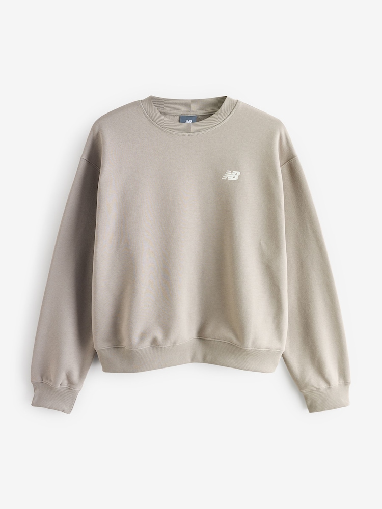 New Balance Khaki Green Womens Linear Hertiage Athletics Club Crew Top - Image 1 of 1