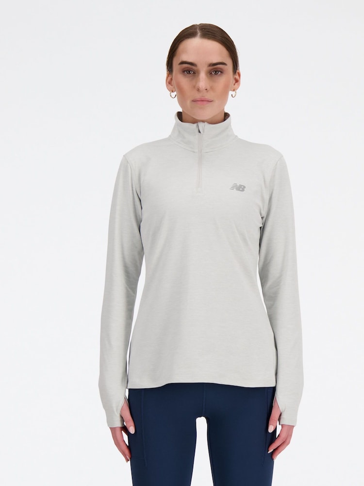 New Balance Grey Womens Essentials Quarter Zip Top - Image 1 of 7 New Balance Grey Womens Essentials Quarter Zip Top - Image 1 of 7