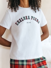 طقم بيجامة قصيرة بنمط مربعات من القطن العضوي ناعم الملمس من Chelsea Peers - صورة 3 من 5