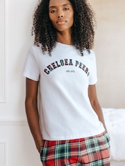 طقم بيجامة قصيرة بنمط مربعات من القطن العضوي ناعم الملمس من Chelsea Peers - صورة 4 من 5