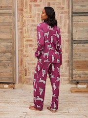 Chelsea Peers Red Maternity Dalmation Dog Print Button Up Long Pyjamas Set - Image 2 of 5