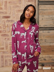 Chelsea Peers Red Maternity Dalmation Dog Print Button Up Long Pyjamas Set - Image 3 of 5