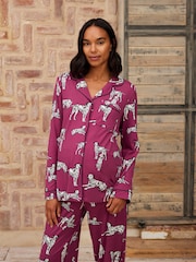 Chelsea Peers Red Maternity Dalmation Dog Print Button Up Long Pyjamas Set - Image 4 of 5
