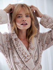Chelsea Peers Brown Fleece Burnout Leopard Print Dressing Gown - Image 3 of 5