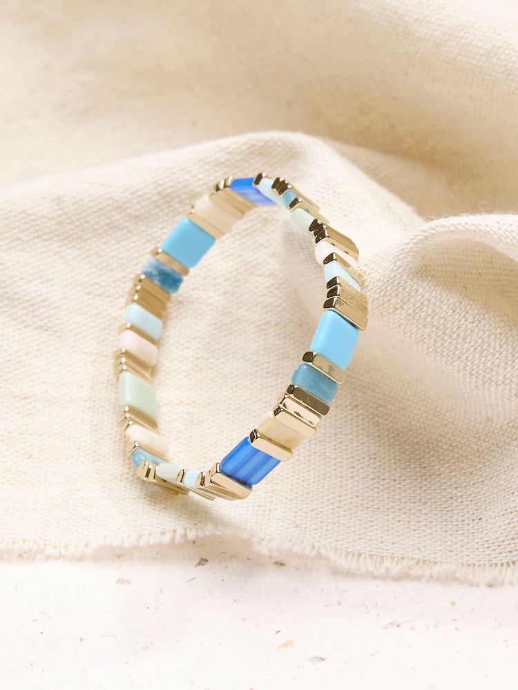 FatFace Blue Beaded Stretch Bracelet - Image 2 of 2