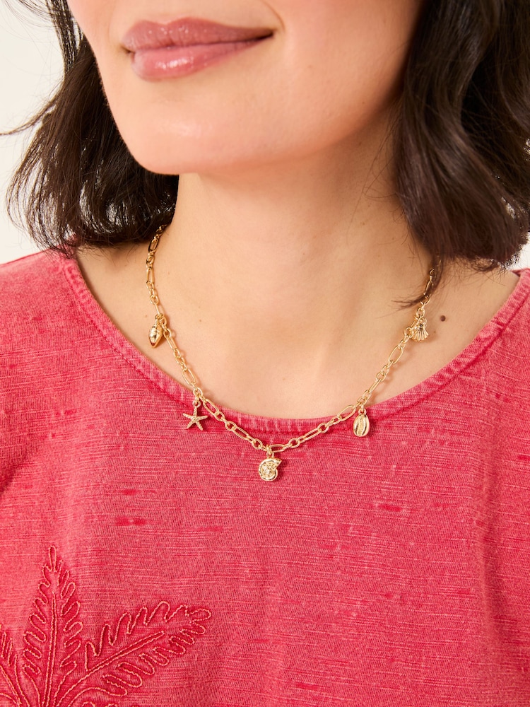 FatFace Gold Tone Shell Charm Necklace - Image 1 of 4 FatFace Gold Tone Shell Charm Necklace - Image 1 of 4
