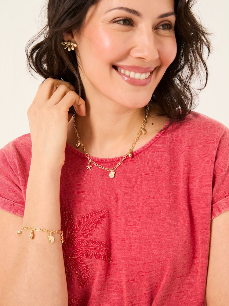 FatFace Gold Tone Shell Charm Necklace - Image 2 of 4 FatFace Gold Tone Shell Charm Necklace - Image 2 of 4