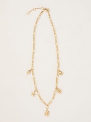 FatFace Gold Tone Shell Charm Necklace - Image 3 of 4