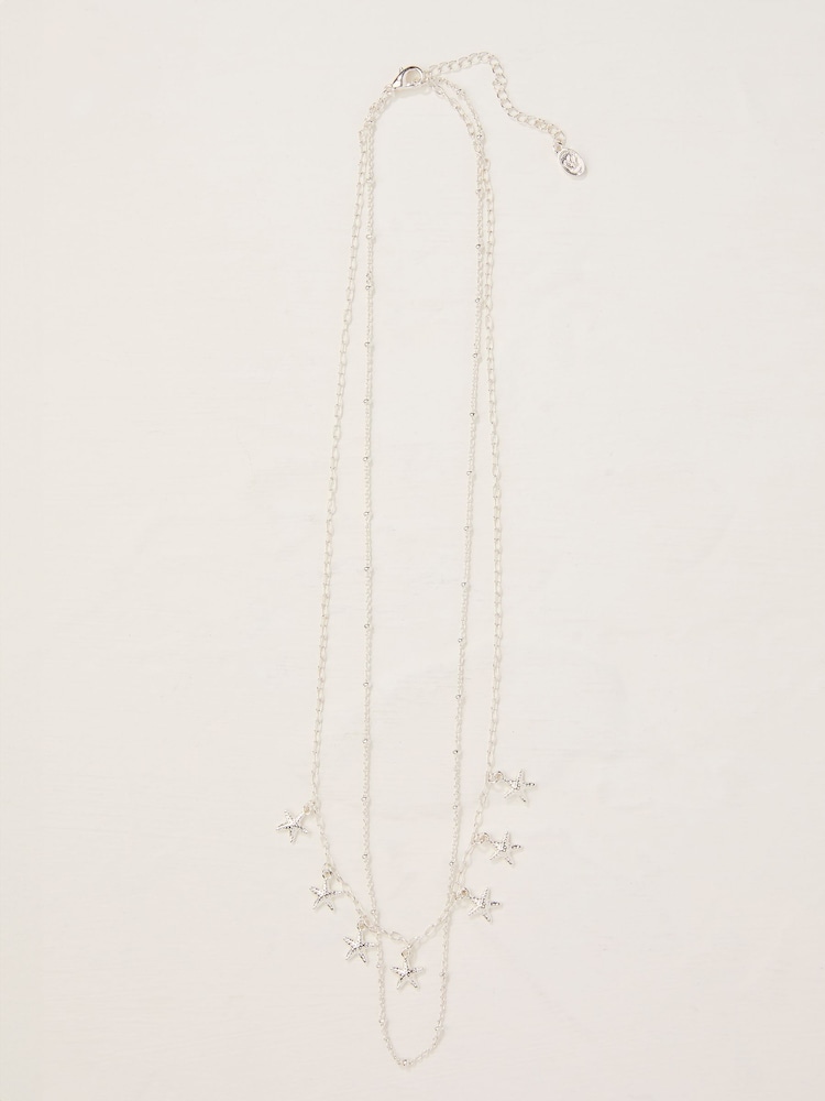 FatFace Silver Tone Starfish Layered Necklace - Image 1 of 2