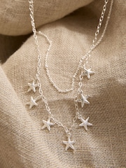 FatFace Silver Tone Starfish Layered Necklace - Image 2 of 2