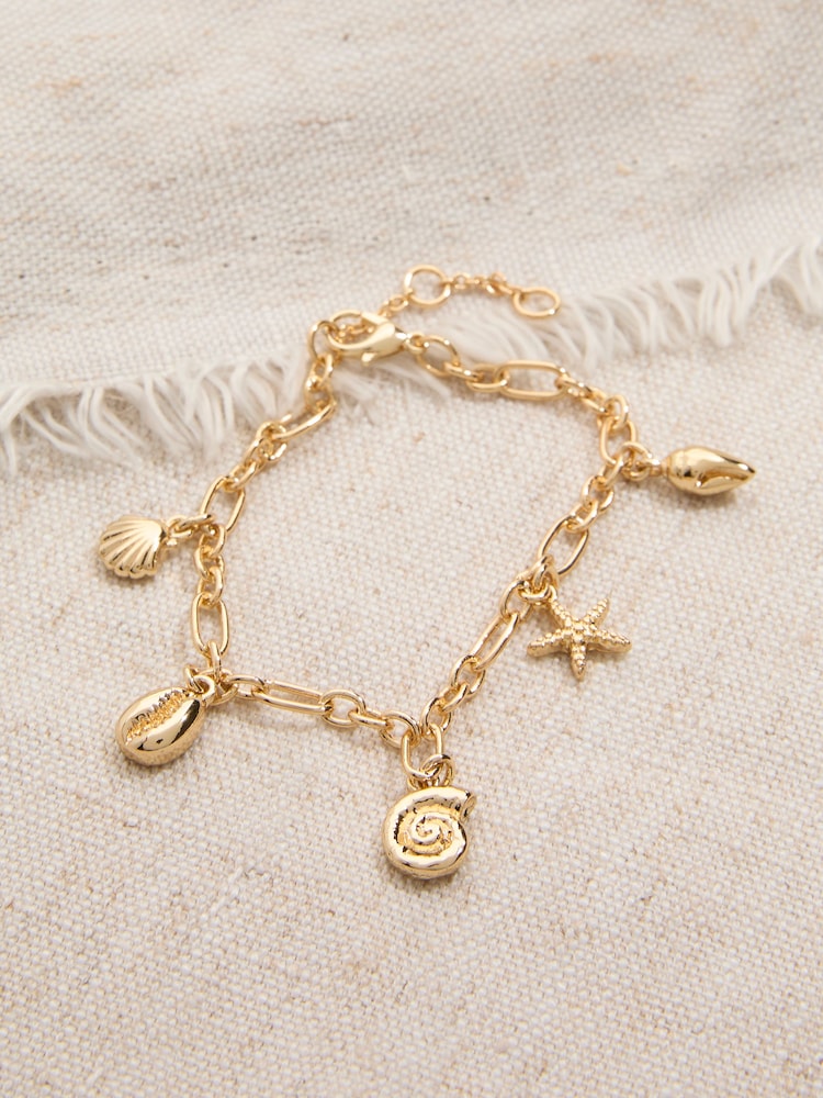 FatFace Gold Tone Shell Charm Bracelet - Image 4 of 4