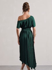 Club L London Индия атлас Асимметричное платье-плиссе макси - Изображение 4 из 5