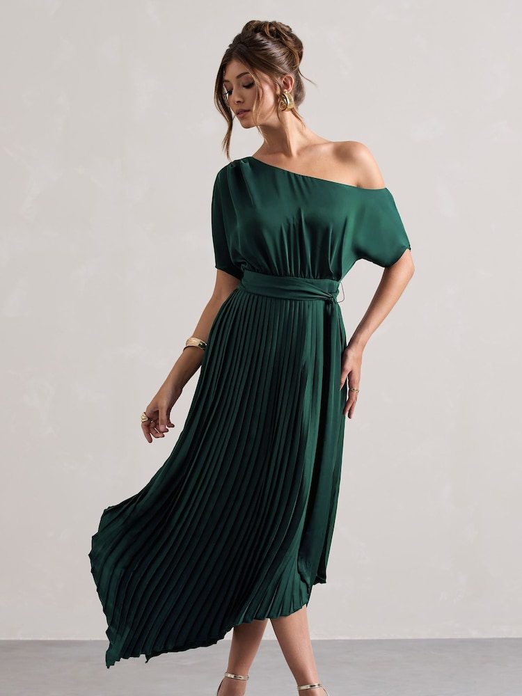 Club L London India asymmetrisches Plissee-Maxikleid aus Satin - Bild 5 von 5 Club L London India asymmetrisches Plissee-Maxikleid aus Satin - Bild 5 von 5