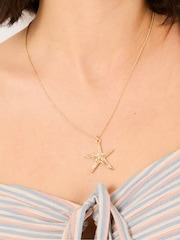 FatFace Gold Tone Starfish Pendant Necklace - Image 2 of 4