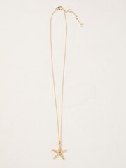 FatFace Gold Tone Starfish Pendant Necklace - Image 3 of 4