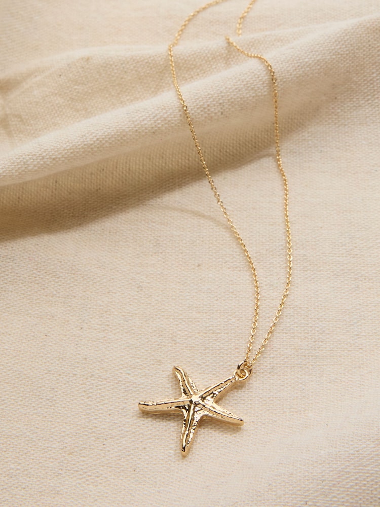 FatFace Gold Tone Starfish Pendant Necklace - Image 4 of 4