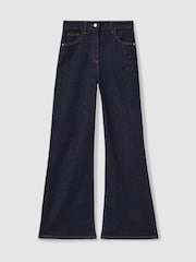 Reiss Dark Blue Bonnie Petite Mid Rise Flared Jeans - Image 2 of 7