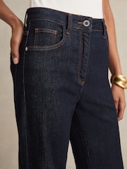 Reiss Dark Blue Bonnie Petite Mid Rise Flared Jeans - Image 4 of 7