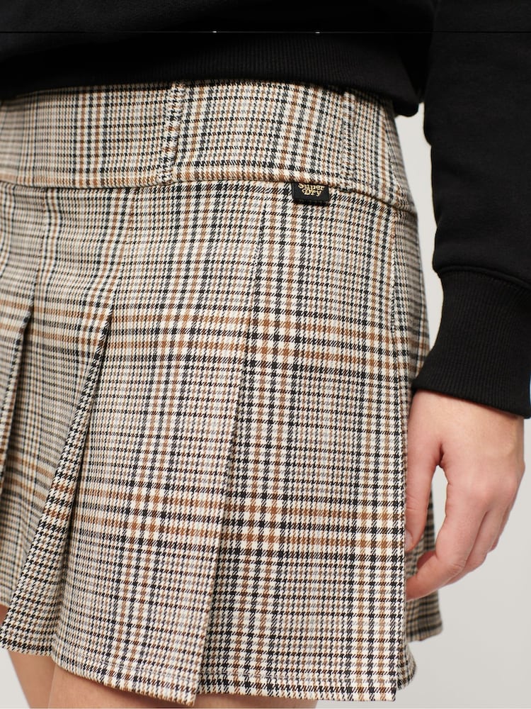 Superdry Nude Low Rise Pleated Mini Skirt - Image 4 of 4