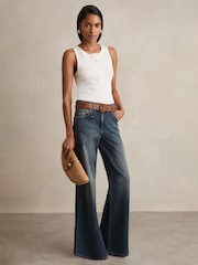 Mittelblau - Reiss Bonnie Mid Rise Flared Jeans - Bild 1 von 6