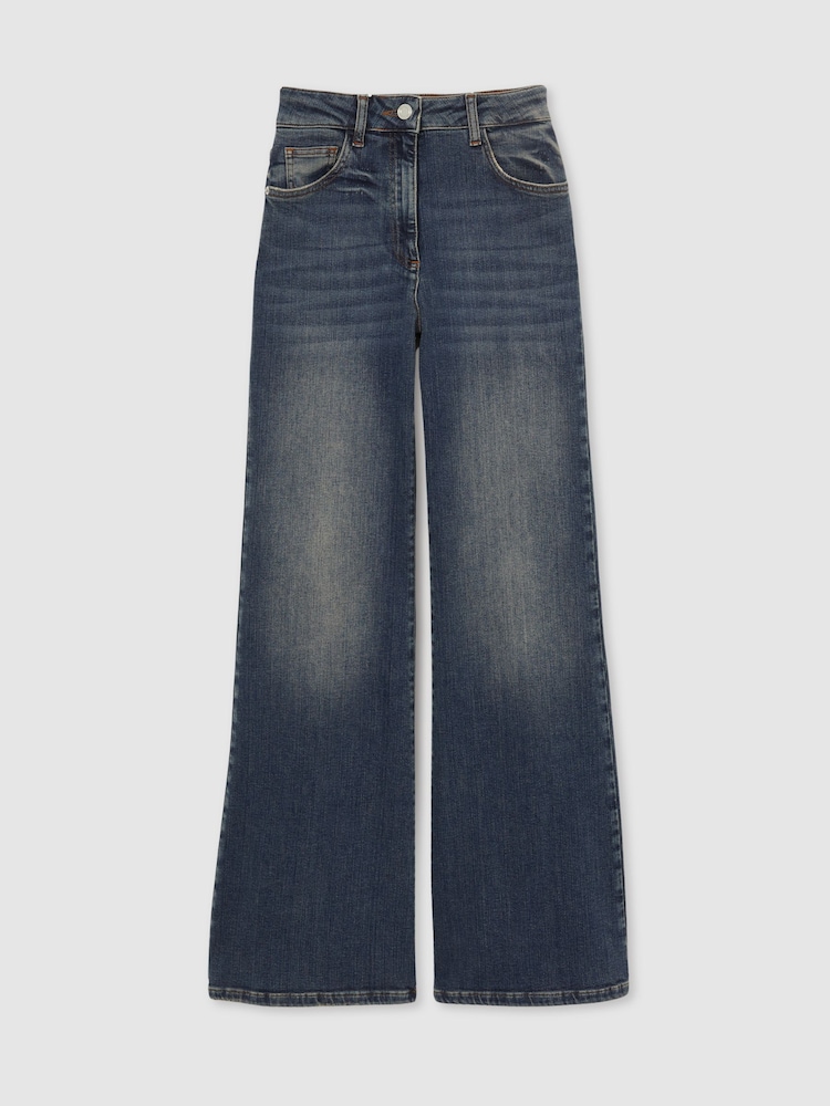 Mittelblau - Reiss Bonnie Mid Rise Flared Jeans - Bild 2 von 6