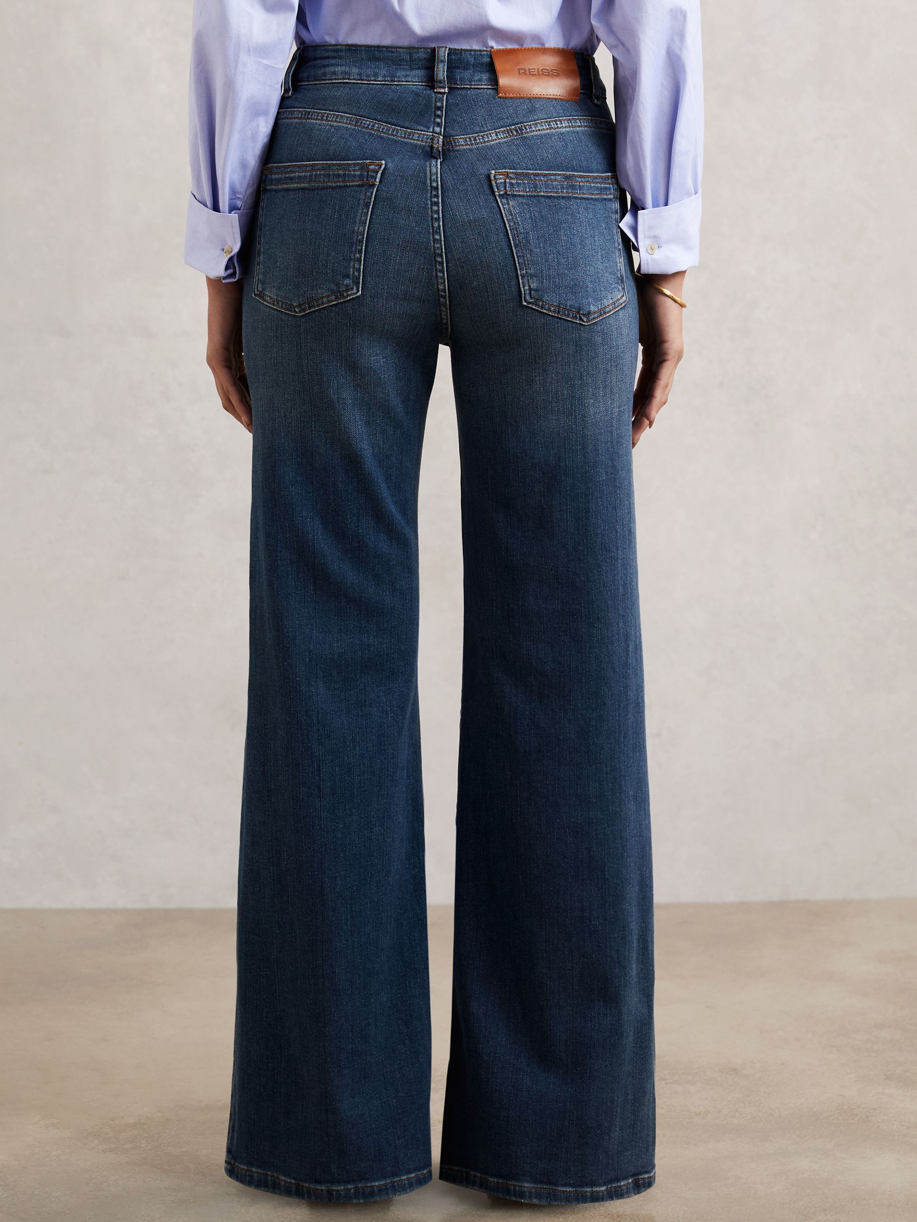 Buy Reiss Mid Blue Bonnie Mid-Rise Flared Jeans from Next USA
