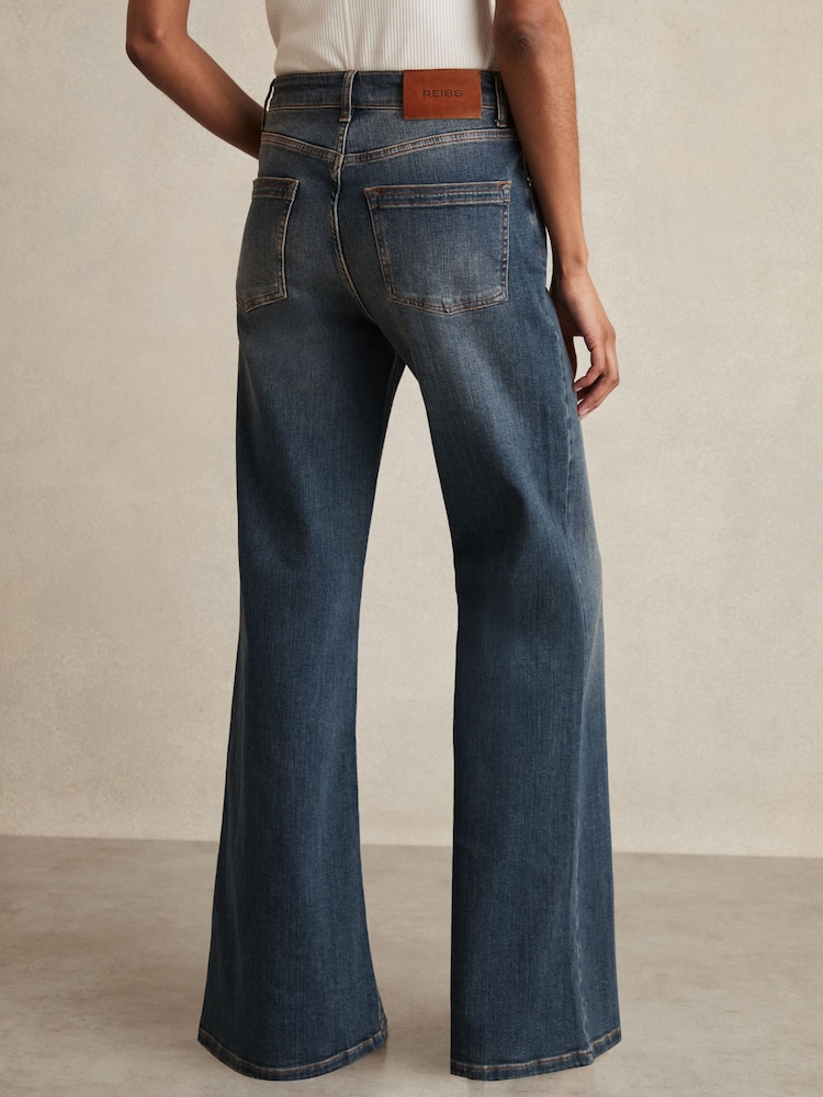 Reiss Mid Blue Bonnie Mid-Rise Flared Jeans - Image 5 of 6