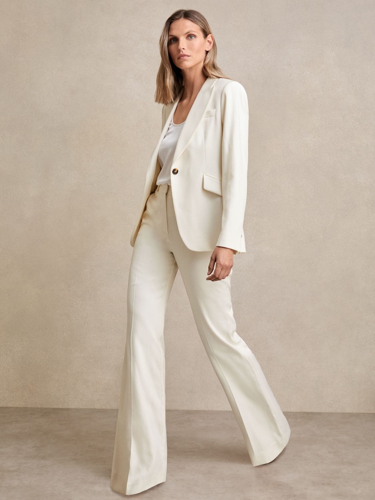 Reiss Cream Millie Petite Wide-Leg Tailored Trousers - Image 1 of 7
