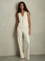Reiss Cream Millie Petite Wide-Leg Tailored Trousers - Image 3 of 7