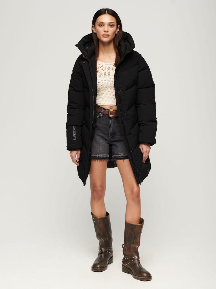 Superdry Black City Chevron Padded Parka Jacket - Image 1 of 2