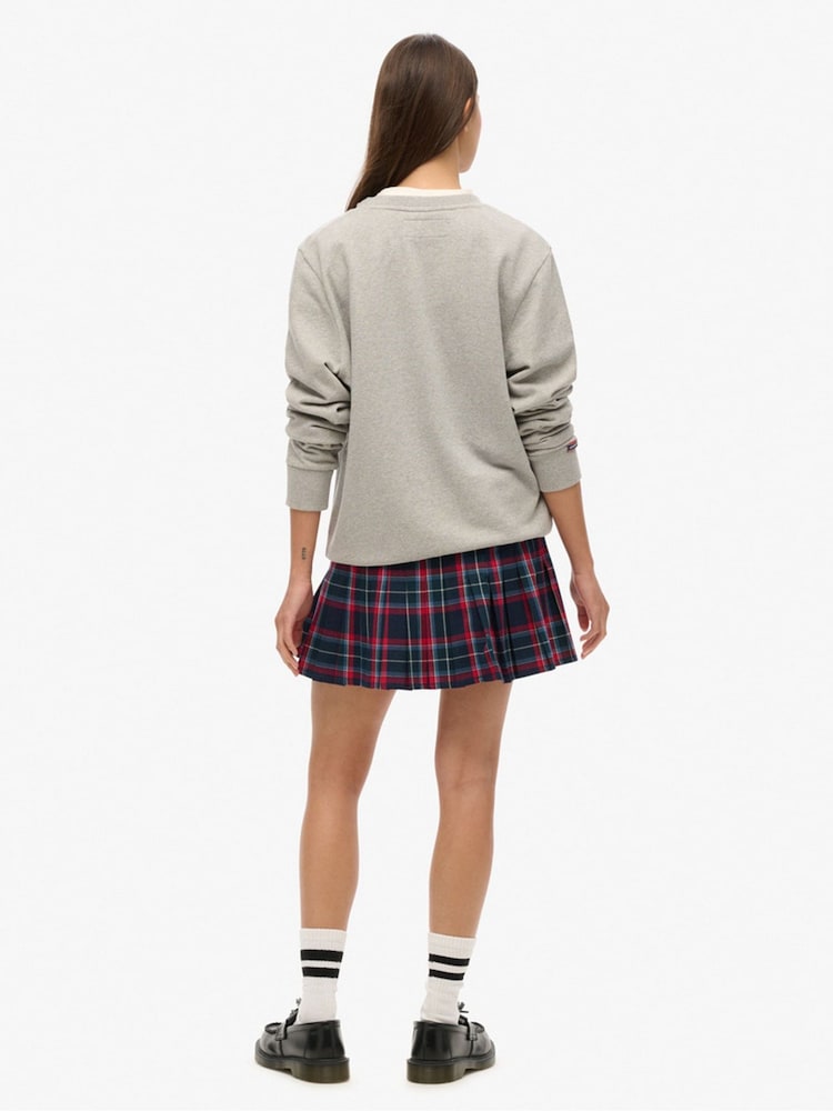 Superdry Blue Vintage Check Pleated Mini Skirt - Image 2 of 5