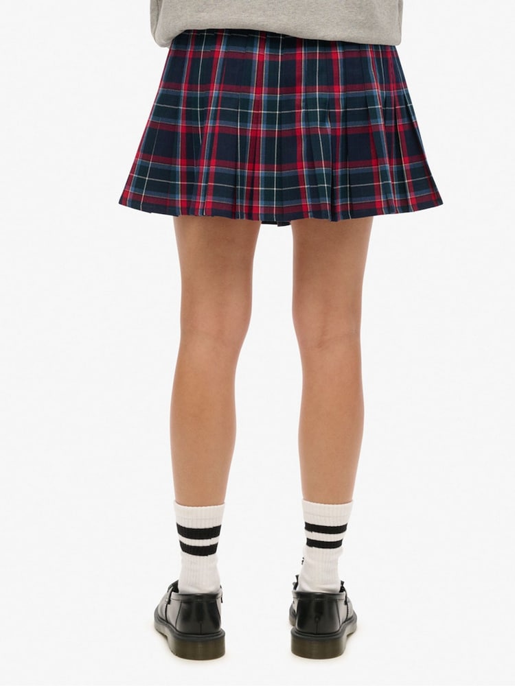 Superdry Blue Vintage Check Pleated Mini Skirt - Image 5 of 5