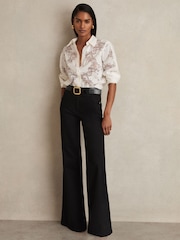 Reiss Black Bonnie Mid Rise Flared Jeans - Image 1 of 6