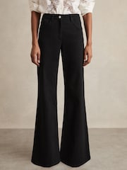 Reiss Black Bonnie Mid Rise Flared Jeans - Image 3 of 6
