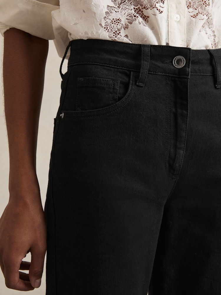 Reiss Black Bonnie Mid-Rise Flared Jeans - Image 4 of 6