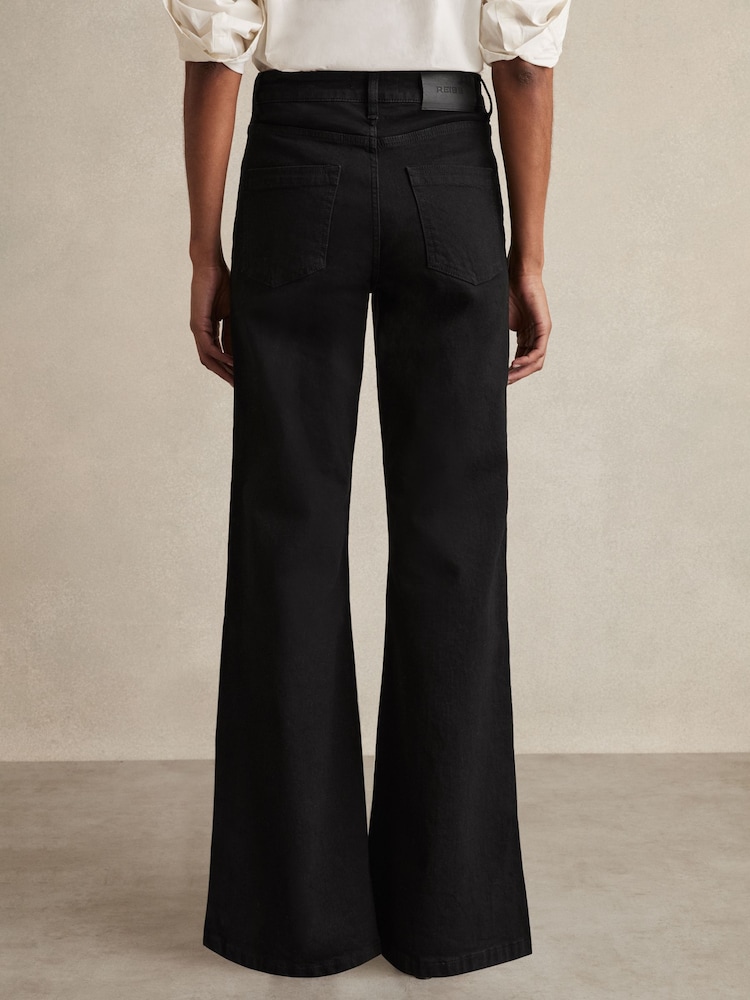 Reiss Black Bonnie Mid-Rise Flared Jeans - Image 5 of 6