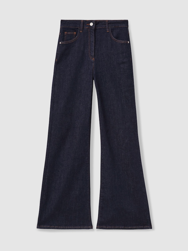 Reiss Dark Blue Bonnie Mid Rise Flared Jeans - Image 2 of 6
