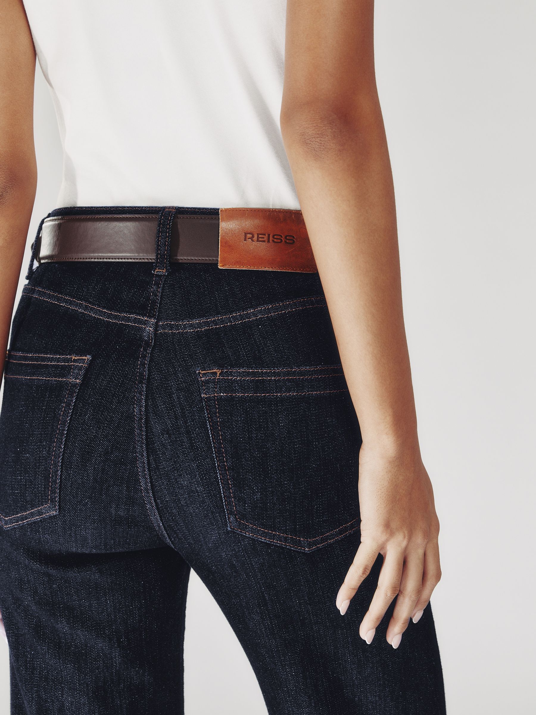 Mid Rised Flared Jeans Buy Reiss Dark Blue Bonnie Mid-Rise Flared Jeans from the Next UK ...
