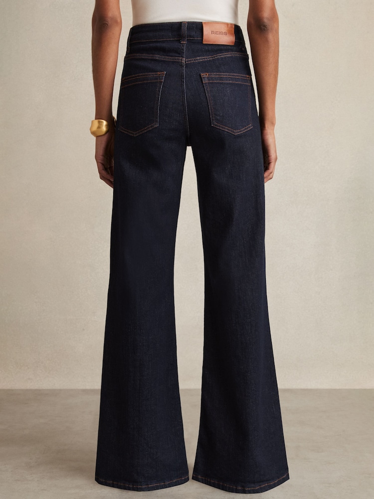 Reiss Dark Blue Bonnie Mid-Rise Flared Jeans - Image 5 of 6