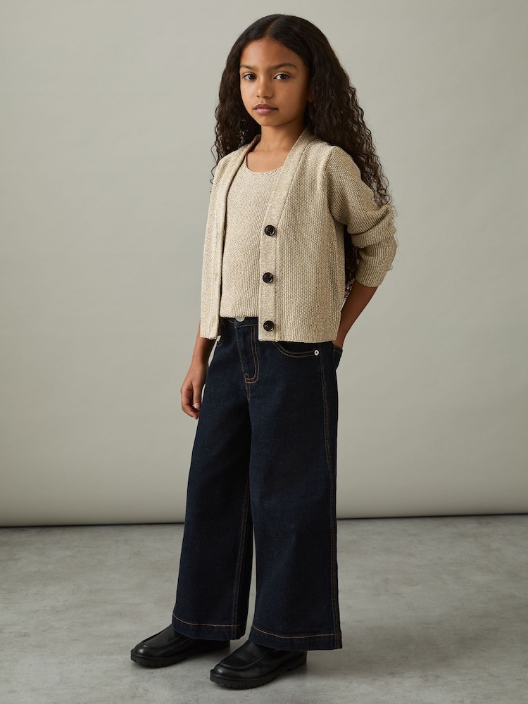Reiss Mika Metallic-Knit V-Neck Cardigan - Image 2 of 4