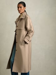 Reiss Neutral August Petite Gabardine Trench Coat with Cotton - Image 1 of 8