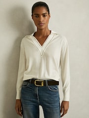 Reiss Ivory Nina Wool Collared Cricket Jumper - Image 1 of 5