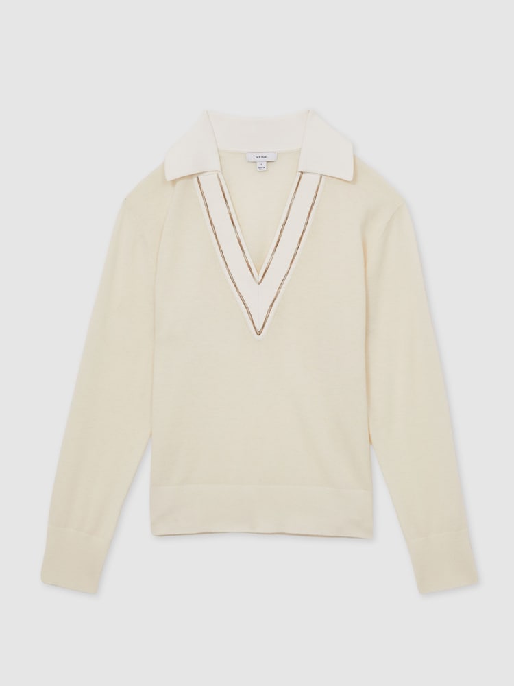 Reiss Ivory Nina Wool Collared Cricket Jumper - Image 2 of 5