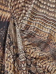 Reiss Brown Naomi Snake-Print Draped Midi Dress - Image 6 of 6