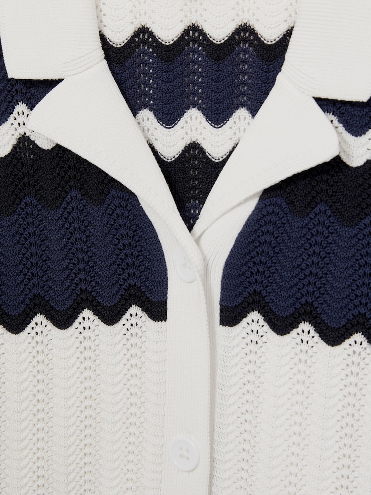 Reiss Navy Alba 9-13 yrs Zig-Zag Pointelle-Knit Top - Image 5 of 5