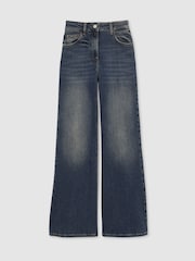 Reiss Mid Blue Bonnie Petite Mid-Rise Flared Jeans - Image 2 of 7