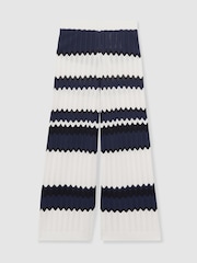 Reiss Navy Alba 9-13 yrs Zig-Zag Pointelle-Knit Trousers - Image 2 of 5