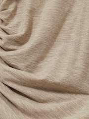 Reiss Neutral Lucia Asymmetric Ruched Top With Wool - Image 6 of 6