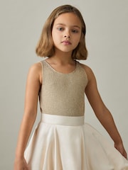 Reiss Gold Mika 9-13 yrs Metallic-Knit Vest Top - Image 3 of 4